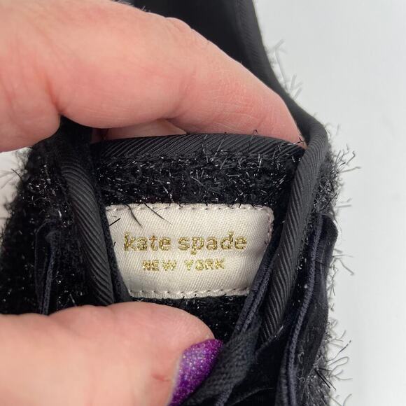 Keds x Kate Spade Canvas Sneakers Women's Size 7 Black Shimmer Lace Up Comfort - Picture 5 of 11